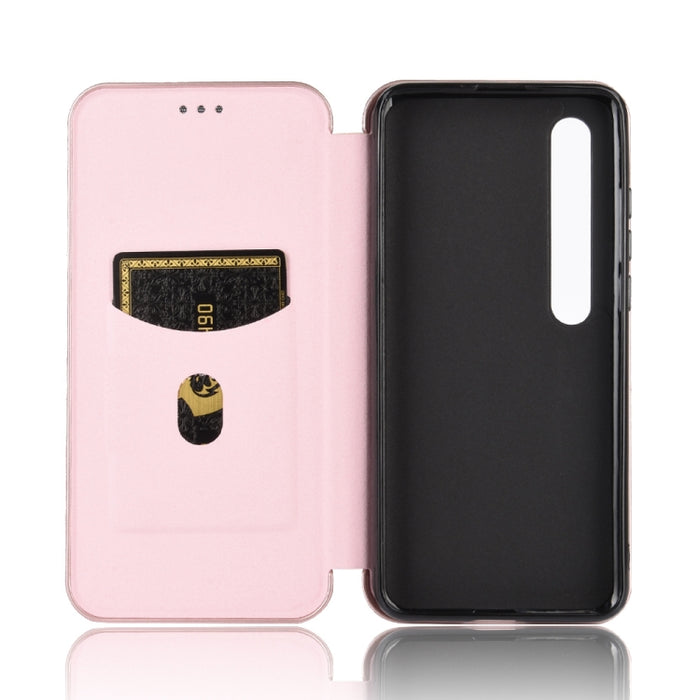 Textura de fibra de carbono Flip horizontal magnético TPU + PC + Funda de cuero PU con ranura para tarjeta, For Xiaomi Mi 10 Pro 5G