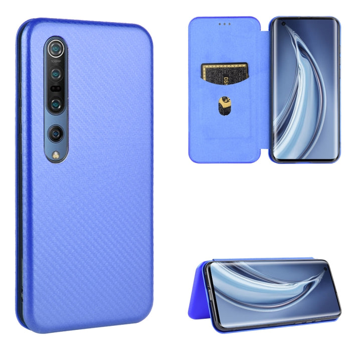 Textura de fibra de carbono Flip horizontal magnético TPU + PC + Funda de cuero PU con ranura para tarjeta, For Xiaomi Mi 10 Pro 5G