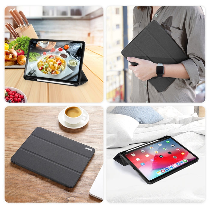 DUX DUCIS Domo Series Funda de cuero TPU + PU magnética con tapa horizontal con tres soportes plegables y ranura para bolígrafo y función de reposo / activación, For iPad Air 11 2025 / 2024 / 2022 / 2020 10.9