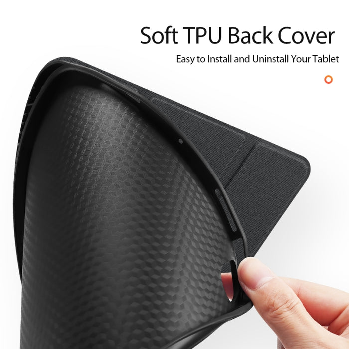 DUX DUCIS Domo Series Funda de cuero TPU + PU magnética con tapa horizontal con tres soportes plegables y ranura para bolígrafo y función de reposo / activación, For iPad Air 11 2025 / 2024 / 2022 / 2020 10.9