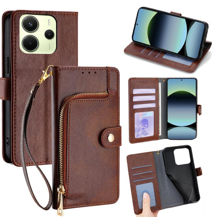 Funda de cuero para teléfono con cremallera, For Redmi A7 Pro 171mm / Poco C85x 5G, For Redmi Turbo 5 Max 5G / Poco X8 Pro Max 5G, For Redmi Turbo 5 5G / Poco X8 Pro 5G, For Redmi K90 Pro Max 5G / Poco F8 Ultra, For Redmi Note 15 Pro 4G Global 163.2mm ...