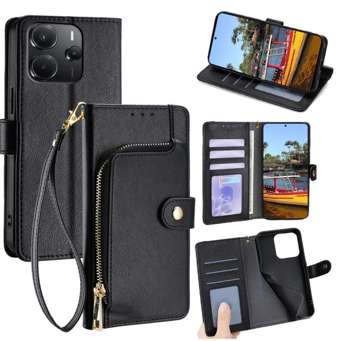Funda de cuero para teléfono con cremallera, For Redmi A7 Pro 171mm / Poco C85x 5G, For Redmi Turbo 5 Max 5G / Poco X8 Pro Max 5G, For Redmi Turbo 5 5G / Poco X8 Pro 5G, For Redmi K90 Pro Max 5G / Poco F8 Ultra, For Redmi Note 15 Pro 4G Global 163.2mm ...