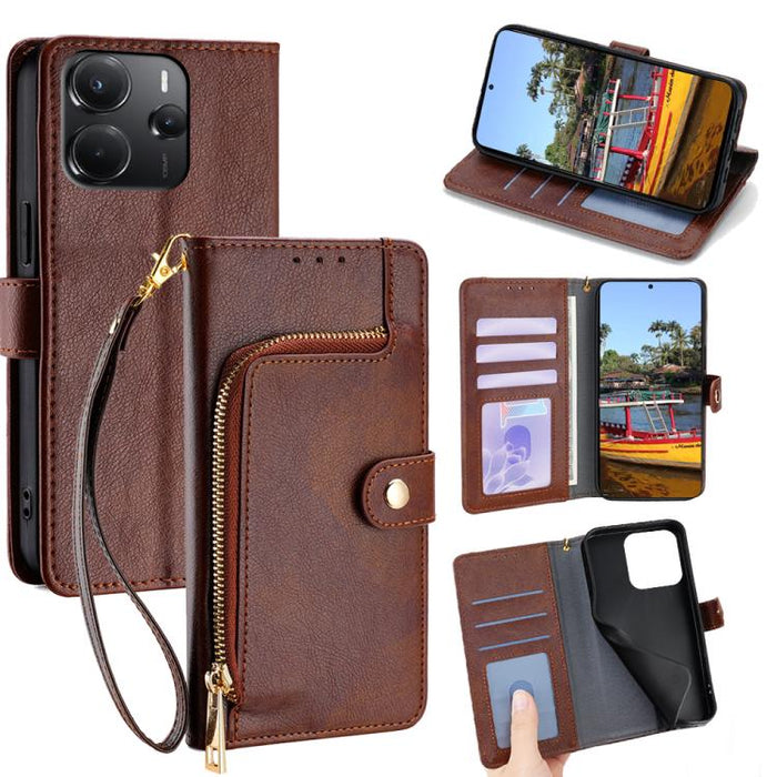 Funda de cuero para teléfono con cremallera, For Redmi A7 Pro 171mm / Poco C85x 5G, For Redmi Turbo 5 Max 5G / Poco X8 Pro Max 5G, For Redmi Turbo 5 5G / Poco X8 Pro 5G, For Redmi K90 Pro Max 5G / Poco F8 Ultra, For Redmi Note 15 Pro 4G Global 163.2mm ...