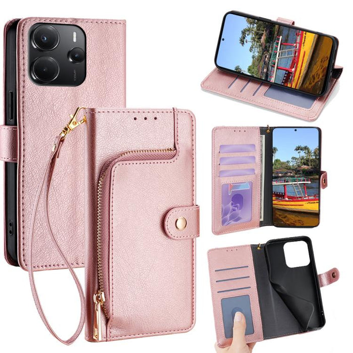 Funda de cuero para teléfono con cremallera, For Redmi A7 Pro 171mm / Poco C85x 5G, For Redmi Turbo 5 Max 5G / Poco X8 Pro Max 5G, For Redmi Turbo 5 5G / Poco X8 Pro 5G, For Redmi K90 Pro Max 5G / Poco F8 Ultra, For Redmi Note 15 Pro 4G Global 163.2mm ...