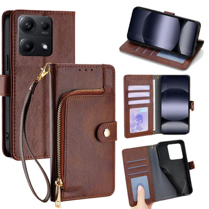 Funda de cuero para teléfono con cremallera, For Redmi A7 Pro 171mm / Poco C85x 5G, For Redmi Turbo 5 Max 5G / Poco X8 Pro Max 5G, For Redmi Turbo 5 5G / Poco X8 Pro 5G, For Redmi K90 Pro Max 5G / Poco F8 Ultra, For Redmi Note 15 Pro 4G Global 163.2mm ...