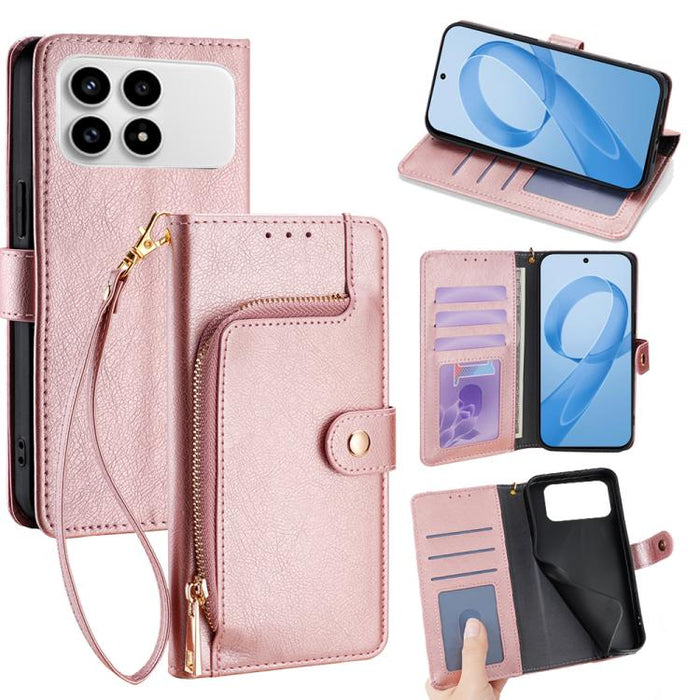 Funda de cuero para teléfono con cremallera, For Redmi A7 Pro 171mm / Poco C85x 5G, For Redmi Turbo 5 Max 5G / Poco X8 Pro Max 5G, For Redmi Turbo 5 5G / Poco X8 Pro 5G, For Redmi K90 Pro Max 5G / Poco F8 Ultra, For Redmi Note 15 Pro 4G Global 163.2mm ...