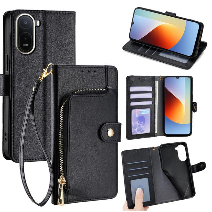 Funda de cuero para teléfono con cremallera, For Redmi A7 Pro 171mm / Poco C85x 5G, For Redmi Turbo 5 Max 5G / Poco X8 Pro Max 5G, For Redmi Turbo 5 5G / Poco X8 Pro 5G, For Redmi K90 Pro Max 5G / Poco F8 Ultra, For Redmi Note 15 Pro 4G Global 163.2mm ...