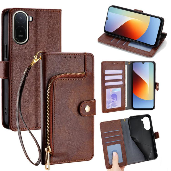 Funda de cuero para teléfono con cremallera, For Redmi A7 Pro 171mm / Poco C85x 5G, For Redmi Turbo 5 Max 5G / Poco X8 Pro Max 5G, For Redmi Turbo 5 5G / Poco X8 Pro 5G, For Redmi K90 Pro Max 5G / Poco F8 Ultra, For Redmi Note 15 Pro 4G Global 163.2mm ...