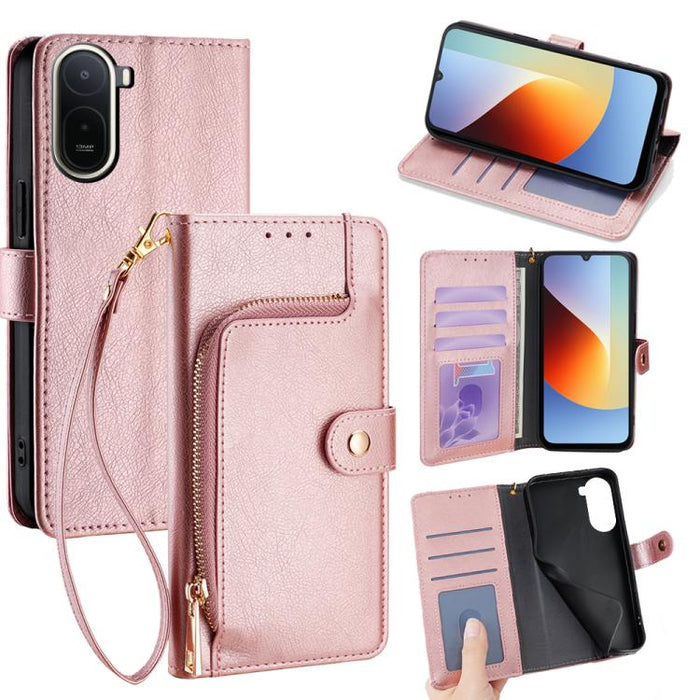 Funda de cuero para teléfono con cremallera, For Redmi A7 Pro 171mm / Poco C85x 5G, For Redmi Turbo 5 Max 5G / Poco X8 Pro Max 5G, For Redmi Turbo 5 5G / Poco X8 Pro 5G, For Redmi K90 Pro Max 5G / Poco F8 Ultra, For Redmi Note 15 Pro 4G Global 163.2mm ...