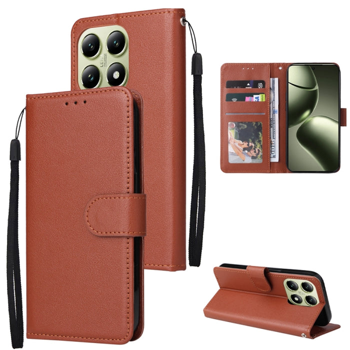 Funda de cuero multifuncional para teléfono con 3 ranuras para tarjetas, For Xiaomi 17T Pro 5G, For Xiaomi 17T 5G, For Xiaomi 15T Pro, For Xiaomi 15T, For Xiaomi Poco C75 4G, For Xiaomi 14T Pro