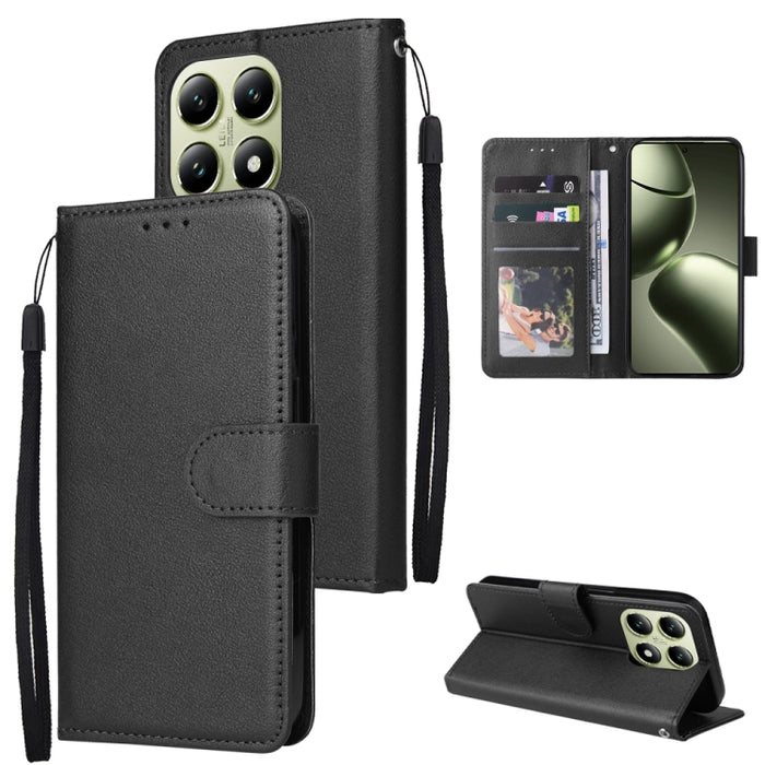 Funda de cuero multifuncional para teléfono con 3 ranuras para tarjetas, For Xiaomi 17T Pro 5G, For Xiaomi 17T 5G, For Xiaomi 15T Pro, For Xiaomi 15T, For Xiaomi Poco C75 4G, For Xiaomi 14T Pro