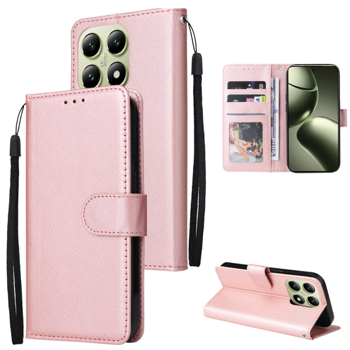 Funda de cuero multifuncional para teléfono con 3 ranuras para tarjetas, For Xiaomi 17T Pro 5G, For Xiaomi 17T 5G, For Xiaomi 15T Pro, For Xiaomi 15T, For Xiaomi Poco C75 4G, For Xiaomi 14T Pro