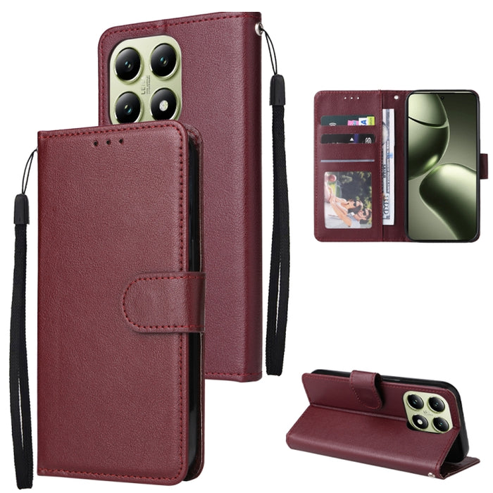 Funda de cuero multifuncional para teléfono con 3 ranuras para tarjetas, For Xiaomi 17T Pro 5G, For Xiaomi 17T 5G, For Xiaomi 15T Pro, For Xiaomi 15T, For Xiaomi Poco C75 4G, For Xiaomi 14T Pro