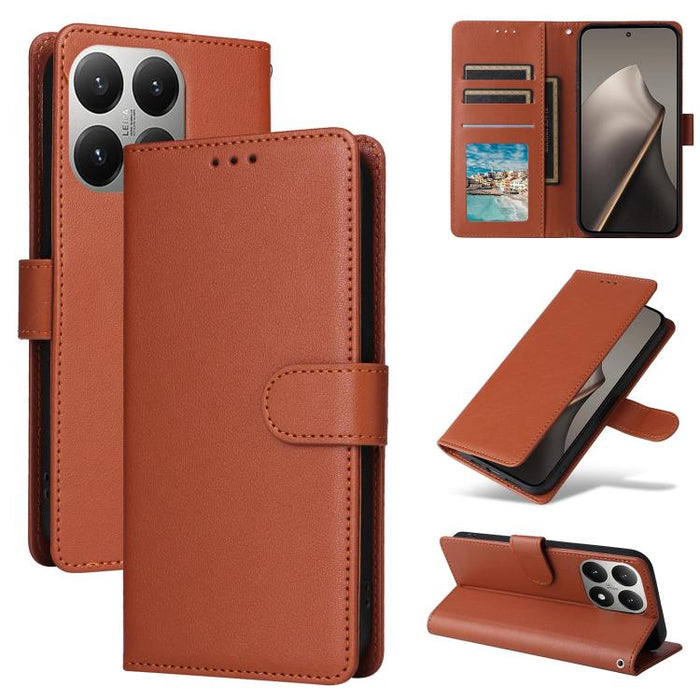 Funda de cuero multifuncional para teléfono con 3 ranuras para tarjetas, For Xiaomi 17T Pro 5G, For Xiaomi 17T 5G, For Xiaomi 15T Pro, For Xiaomi 15T, For Xiaomi Poco C75 4G, For Xiaomi 14T Pro