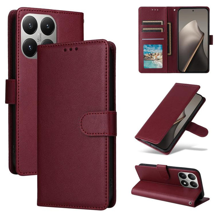 Funda de cuero multifuncional para teléfono con 3 ranuras para tarjetas, For Xiaomi 17T Pro 5G, For Xiaomi 17T 5G, For Xiaomi 15T Pro, For Xiaomi 15T, For Xiaomi Poco C75 4G, For Xiaomi 14T Pro