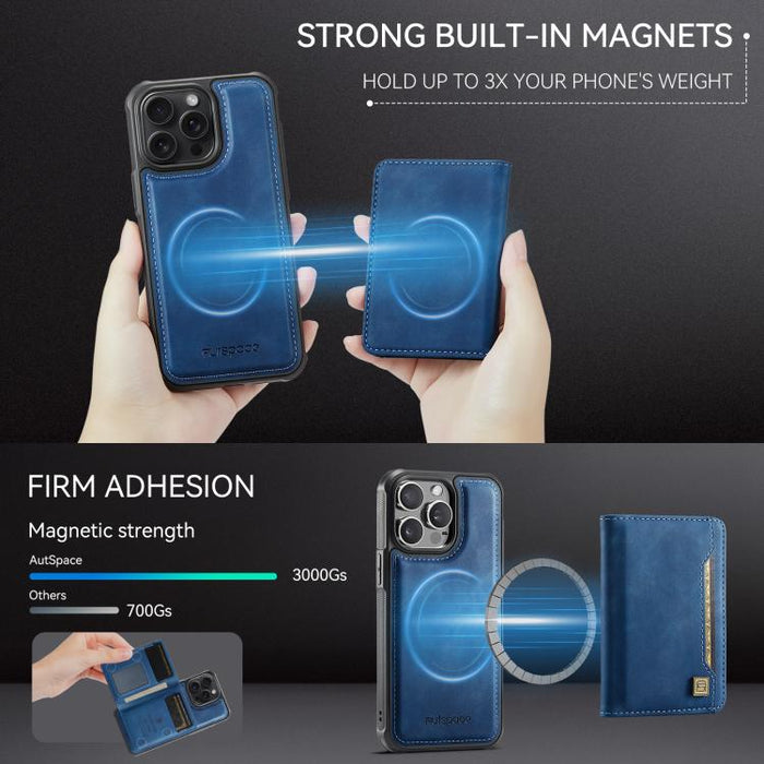 Funda para teléfono con tapa magnética RFID y tarjetero MagSafe AutSpace A13, For iPhone 12 Pro