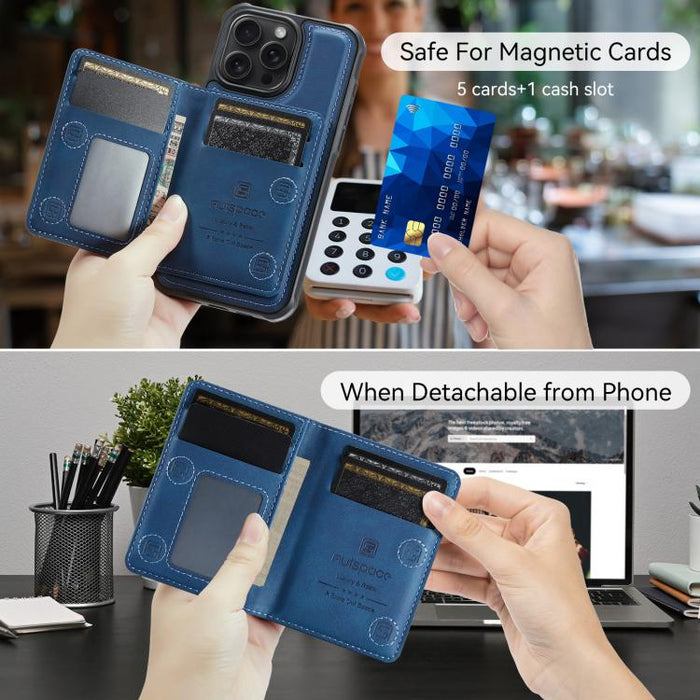 Funda para teléfono con tapa magnética RFID y tarjetero MagSafe AutSpace A13, For iPhone 12 Pro