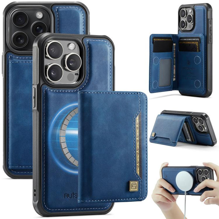 Funda para teléfono con tapa magnética RFID y tarjetero MagSafe AutSpace A13, For iPhone 12 Pro