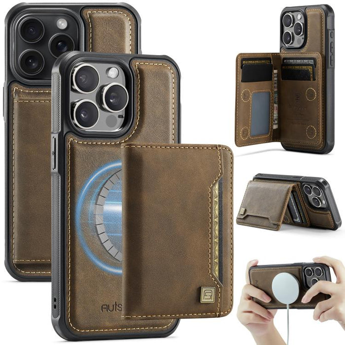 Funda para teléfono con tapa magnética RFID y tarjetero MagSafe AutSpace A13, For iPhone 12 Pro