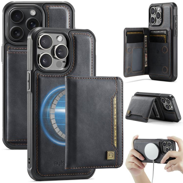 Funda para teléfono con tapa magnética RFID y tarjetero MagSafe AutSpace A13, For iPhone 12 Pro