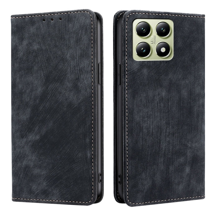 Funda de cuero magnética para teléfono con cepillo antirrobo RFID, For Xiaomi 17 Ultra, For Xiaomi 17 Pro Max, For Xiaomi 17 Pro, For Xiaomi 17, For Xiaomi Civi 5 Pro 5G, For Xiaomi 15 Ultra, For Xiaomi 14T Pro 5G, For Xiaomi 14T 5G