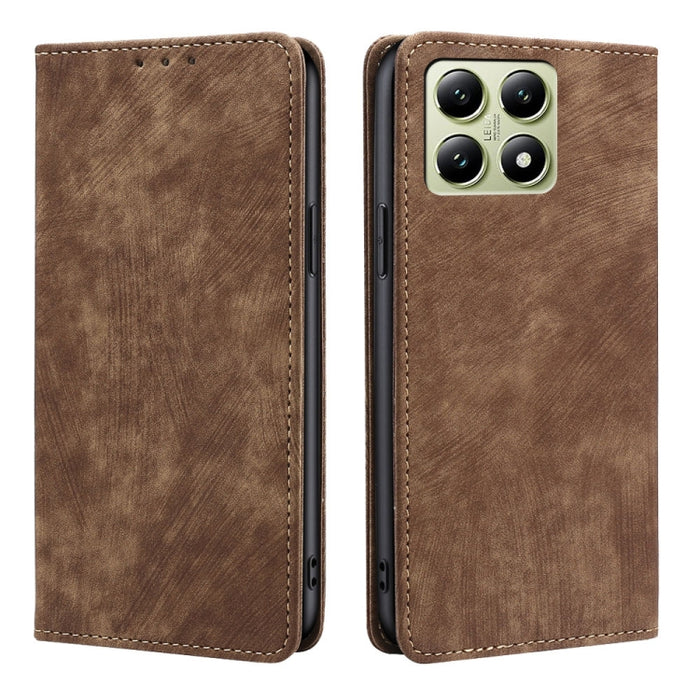 Funda de cuero magnética para teléfono con cepillo antirrobo RFID, For Xiaomi 17 Ultra, For Xiaomi 17 Pro Max, For Xiaomi 17 Pro, For Xiaomi 17, For Xiaomi Civi 5 Pro 5G, For Xiaomi 15 Ultra, For Xiaomi 14T Pro 5G, For Xiaomi 14T 5G