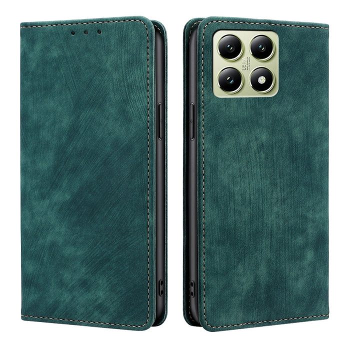 Funda de cuero magnética para teléfono con cepillo antirrobo RFID, For Xiaomi 17 Ultra, For Xiaomi 17 Pro Max, For Xiaomi 17 Pro, For Xiaomi 17, For Xiaomi Civi 5 Pro 5G, For Xiaomi 15 Ultra, For Xiaomi 14T Pro 5G, For Xiaomi 14T 5G