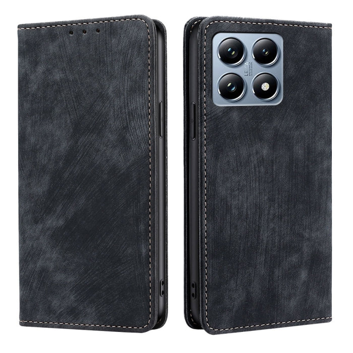 Funda de cuero magnética para teléfono con cepillo antirrobo RFID, For Xiaomi 17 Ultra, For Xiaomi 17 Pro Max, For Xiaomi 17 Pro, For Xiaomi 17, For Xiaomi Civi 5 Pro 5G, For Xiaomi 15 Ultra, For Xiaomi 14T Pro 5G, For Xiaomi 14T 5G