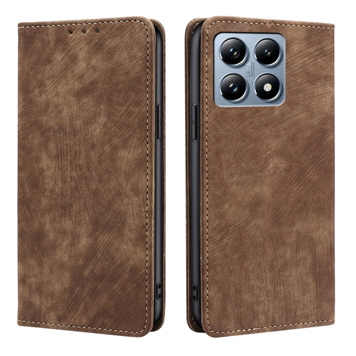 Funda de cuero magnética para teléfono con cepillo antirrobo RFID, For Xiaomi 17 Ultra, For Xiaomi 17 Pro Max, For Xiaomi 17 Pro, For Xiaomi 17, For Xiaomi Civi 5 Pro 5G, For Xiaomi 15 Ultra, For Xiaomi 14T Pro 5G, For Xiaomi 14T 5G