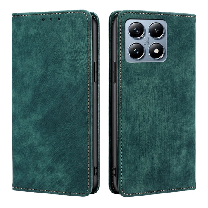 Funda de cuero magnética para teléfono con cepillo antirrobo RFID, For Xiaomi 17 Ultra, For Xiaomi 17 Pro Max, For Xiaomi 17 Pro, For Xiaomi 17, For Xiaomi Civi 5 Pro 5G, For Xiaomi 15 Ultra, For Xiaomi 14T Pro 5G, For Xiaomi 14T 5G