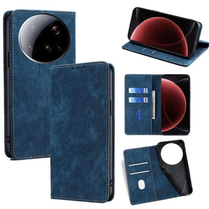 Funda de cuero magnética para teléfono con cepillo antirrobo RFID, For Xiaomi 17 Ultra, For Xiaomi 17 Pro Max, For Xiaomi 17 Pro, For Xiaomi 17, For Xiaomi Civi 5 Pro 5G, For Xiaomi 15 Ultra, For Xiaomi 14T Pro 5G, For Xiaomi 14T 5G