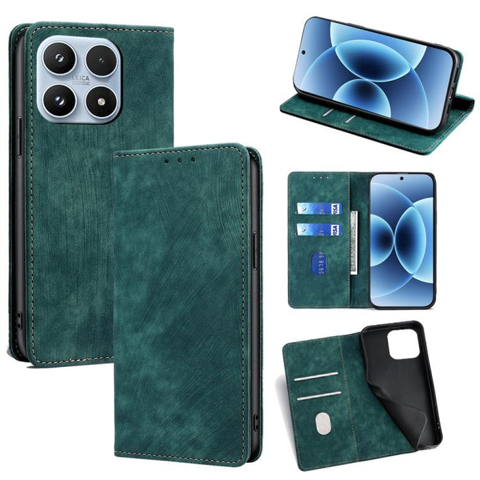 Funda de cuero magnética para teléfono con cepillo antirrobo RFID, For Xiaomi 17 Ultra, For Xiaomi 17 Pro Max, For Xiaomi 17 Pro, For Xiaomi 17, For Xiaomi Civi 5 Pro 5G, For Xiaomi 15 Ultra, For Xiaomi 14T Pro 5G, For Xiaomi 14T 5G