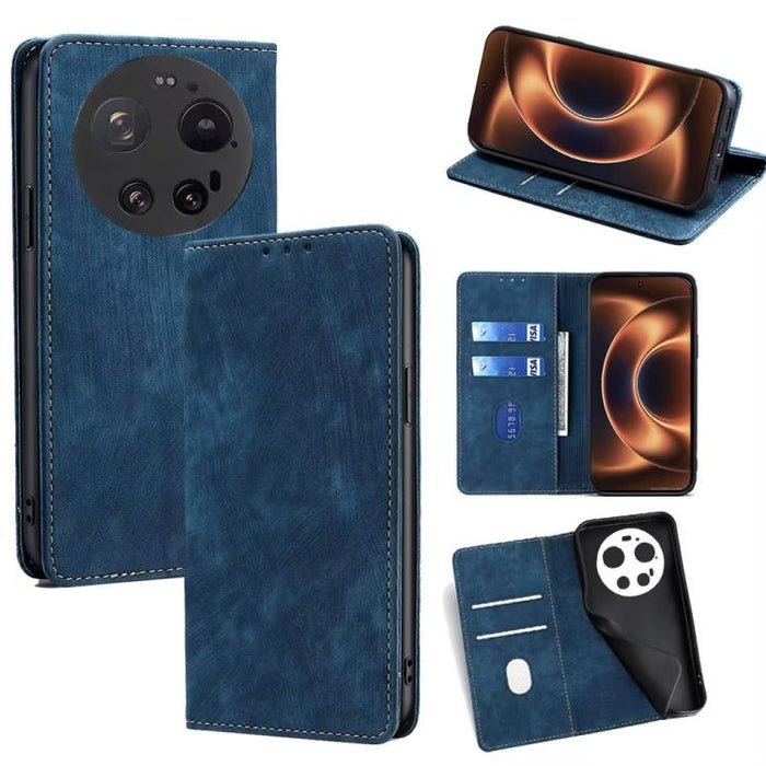 Funda de cuero magnética para teléfono con cepillo antirrobo RFID, For Xiaomi 17 Ultra, For Xiaomi 17 Pro Max, For Xiaomi 17 Pro, For Xiaomi 17, For Xiaomi Civi 5 Pro 5G, For Xiaomi 15 Ultra, For Xiaomi 14T Pro 5G, For Xiaomi 14T 5G