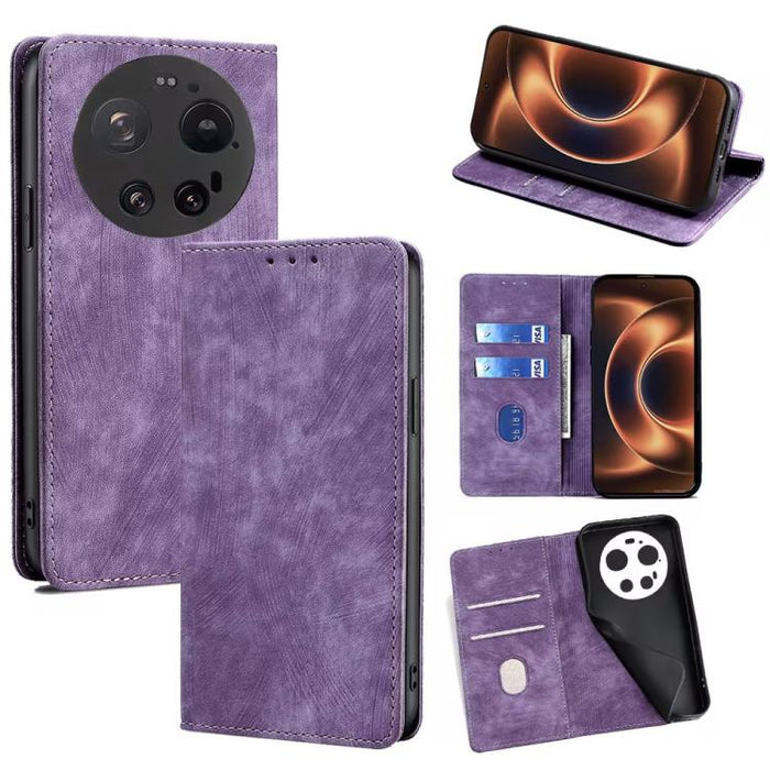 Funda de cuero magnética para teléfono con cepillo antirrobo RFID, For Xiaomi 17 Ultra, For Xiaomi 17 Pro Max, For Xiaomi 17 Pro, For Xiaomi 17, For Xiaomi Civi 5 Pro 5G, For Xiaomi 15 Ultra, For Xiaomi 14T Pro 5G, For Xiaomi 14T 5G