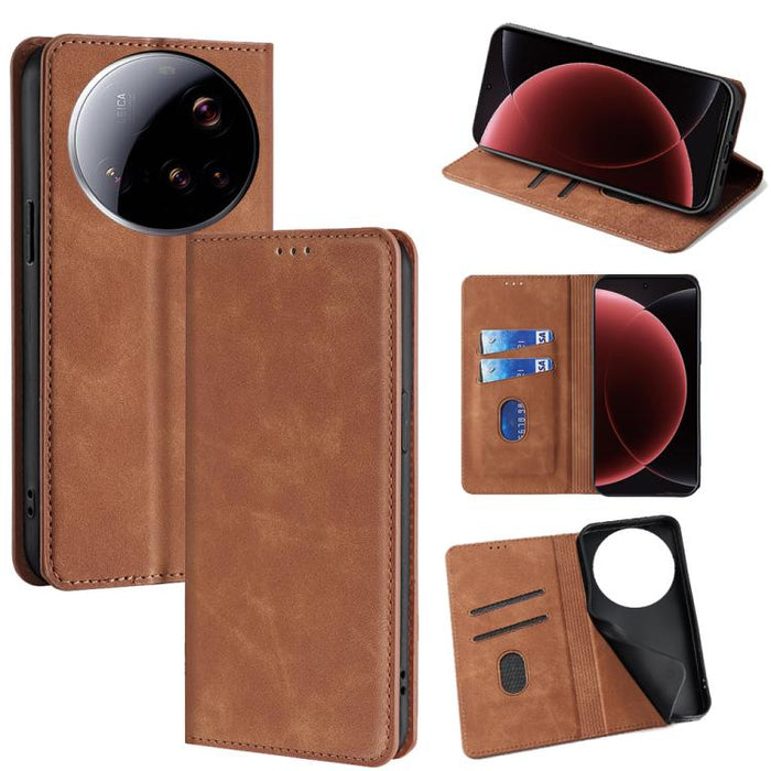 Funda de cuero magnética para teléfono con tacto de piel, For Xiaomi 17 Ultra, For Xiaomi Civi 5 Pro 5G, For Xiaomi 15 Ultra, For Xiaomi 14T Pro 5G, For Xiaomi 14T 5G