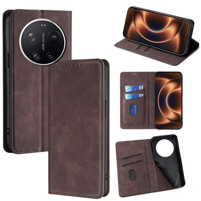 Funda de cuero magnética para teléfono con tacto de piel, For Xiaomi 17 Ultra, For Xiaomi Civi 5 Pro 5G, For Xiaomi 15 Ultra, For Xiaomi 14T Pro 5G, For Xiaomi 14T 5G