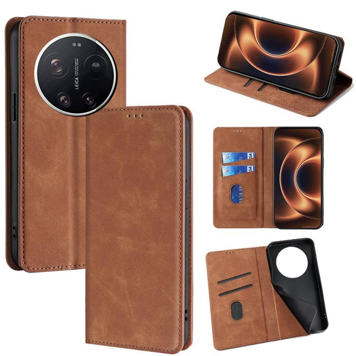 Funda de cuero magnética para teléfono con tacto de piel, For Xiaomi 17 Ultra, For Xiaomi Civi 5 Pro 5G, For Xiaomi 15 Ultra, For Xiaomi 14T Pro 5G, For Xiaomi 14T 5G