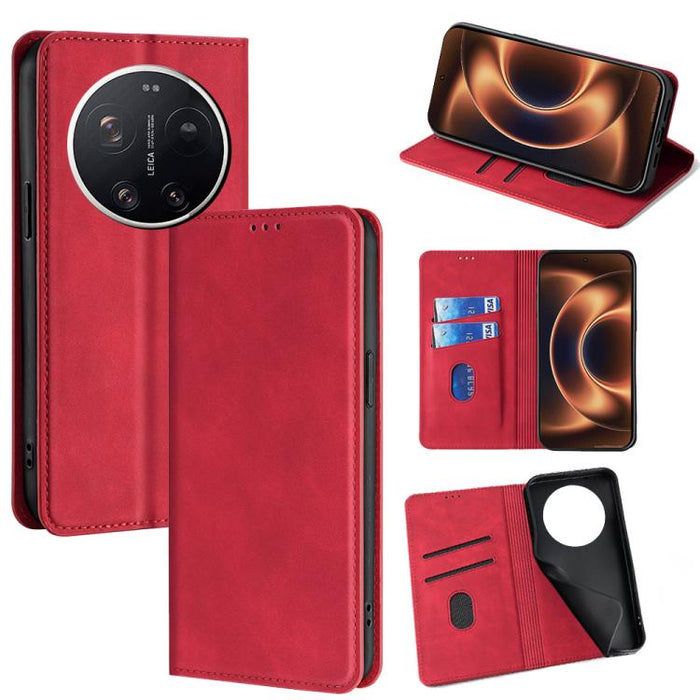 Funda de cuero magnética para teléfono con tacto de piel, For Xiaomi 17 Ultra, For Xiaomi Civi 5 Pro 5G, For Xiaomi 15 Ultra, For Xiaomi 14T Pro 5G, For Xiaomi 14T 5G