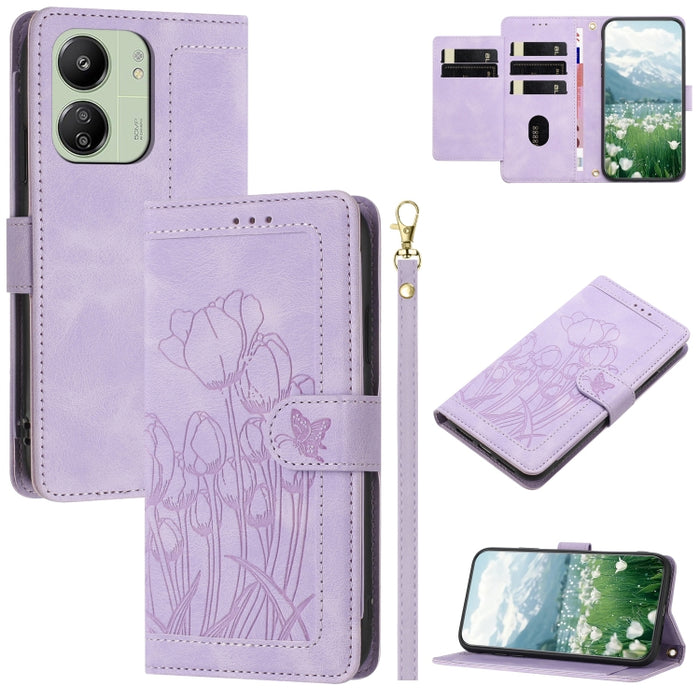 Funda para teléfono de piel con estampado de tulipanes y cordón, For Redmi 15a 5G, For Redmi Note 15 Pro+ 5G Global 163.3mm, For Redmi Note 15 5G / 4G Global 164mm, For Redmi Note 15 Pro 5G Global 163.6mm, For Redmi Note 14 4G 164.84mm                 ...