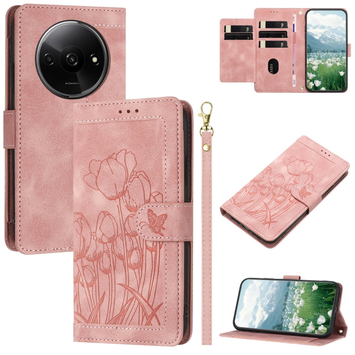 Funda para teléfono de piel con estampado de tulipanes y cordón, For Redmi 15a 5G, For Redmi Note 15 Pro+ 5G Global 163.3mm, For Redmi Note 15 5G / 4G Global 164mm, For Redmi Note 15 Pro 5G Global 163.6mm, For Redmi Note 14 4G 164.84mm                 ...