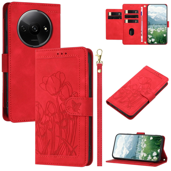 Funda para teléfono de piel con estampado de tulipanes y cordón, For Redmi 15a 5G, For Redmi Note 15 Pro+ 5G Global 163.3mm, For Redmi Note 15 5G / 4G Global 164mm, For Redmi Note 15 Pro 5G Global 163.6mm, For Redmi Note 14 4G 164.84mm                 ...