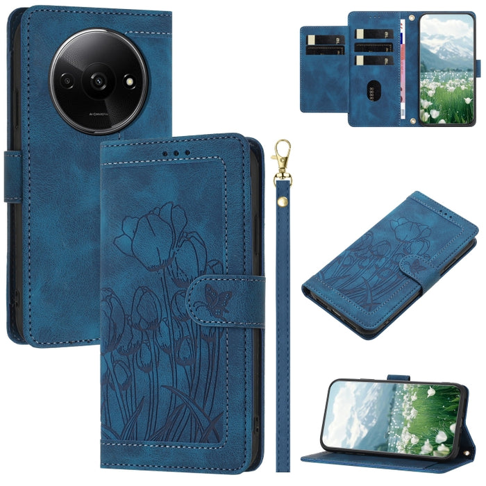 Funda para teléfono de piel con estampado de tulipanes y cordón, For Redmi 15a 5G, For Redmi Note 15 Pro+ 5G Global 163.3mm, For Redmi Note 15 5G / 4G Global 164mm, For Redmi Note 15 Pro 5G Global 163.6mm, For Redmi Note 14 4G 164.84mm                 ...