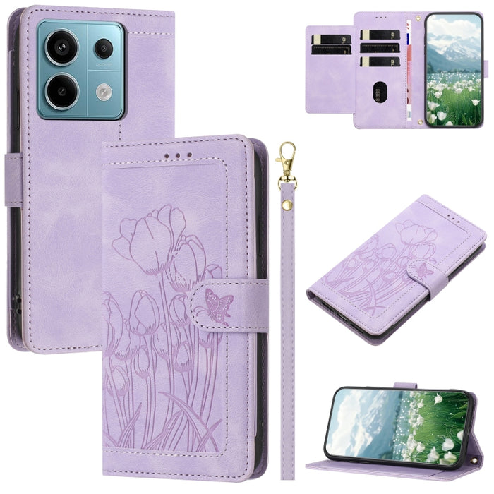 Funda para teléfono de piel con estampado de tulipanes y cordón, For Redmi 15a 5G, For Redmi Note 15 Pro+ 5G Global 163.3mm, For Redmi Note 15 5G / 4G Global 164mm, For Redmi Note 15 Pro 5G Global 163.6mm, For Redmi Note 14 4G 164.84mm                 ...
