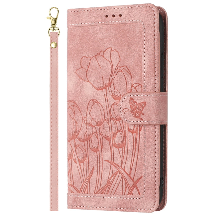 Funda para teléfono de piel con estampado de tulipanes y cordón, For Redmi Note 13 Pro 5G