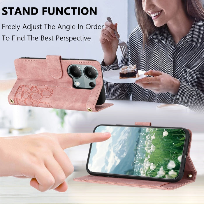 Funda para teléfono de piel con estampado de tulipanes y cordón, For Redmi Note 13 Pro 5G