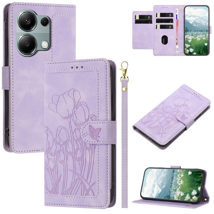 Funda para teléfono de piel con estampado de tulipanes y cordón, For Redmi 15a 5G, For Redmi Note 15 Pro+ 5G Global 163.3mm, For Redmi Note 15 5G / 4G Global 164mm, For Redmi Note 15 Pro 5G Global 163.6mm, For Redmi Note 14 4G 164.84mm                 ...