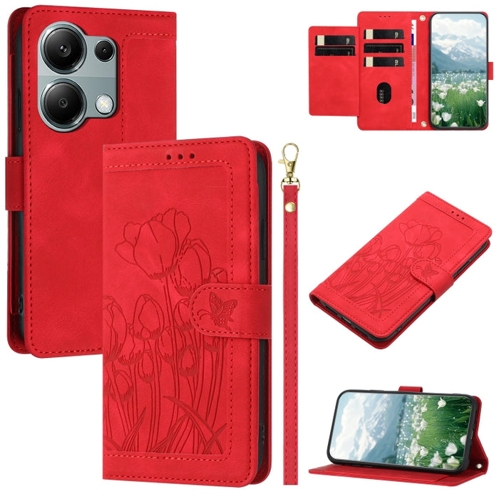 Funda para teléfono de piel con estampado de tulipanes y cordón, For Redmi 15a 5G, For Redmi Note 15 Pro+ 5G Global 163.3mm, For Redmi Note 15 5G / 4G Global 164mm, For Redmi Note 15 Pro 5G Global 163.6mm, For Redmi Note 14 4G 164.84mm                 ...