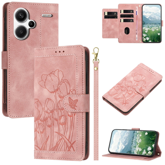 Funda para teléfono de piel con estampado de tulipanes y cordón, For Redmi 15a 5G, For Redmi Note 15 Pro+ 5G Global 163.3mm, For Redmi Note 15 5G / 4G Global 164mm, For Redmi Note 15 Pro 5G Global 163.6mm, For Redmi Note 14 4G 164.84mm                 ...