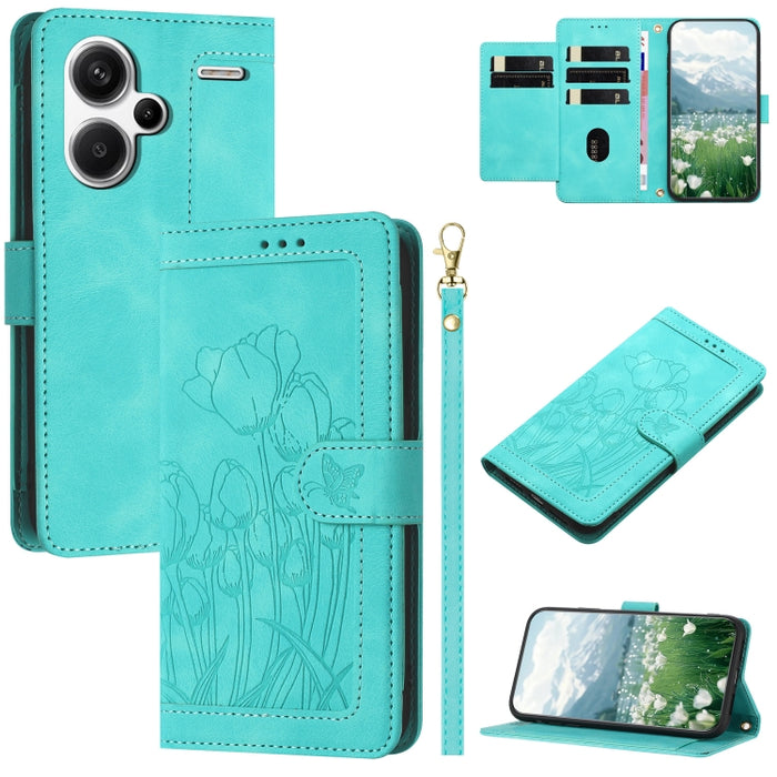 Funda para teléfono de piel con estampado de tulipanes y cordón, For Redmi 15a 5G, For Redmi Note 15 Pro+ 5G Global 163.3mm, For Redmi Note 15 5G / 4G Global 164mm, For Redmi Note 15 Pro 5G Global 163.6mm, For Redmi Note 14 4G 164.84mm                 ...