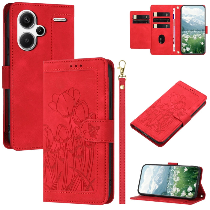 Funda para teléfono de piel con estampado de tulipanes y cordón, For Redmi 15a 5G, For Redmi Note 15 Pro+ 5G Global 163.3mm, For Redmi Note 15 5G / 4G Global 164mm, For Redmi Note 15 Pro 5G Global 163.6mm, For Redmi Note 14 4G 164.84mm                 ...